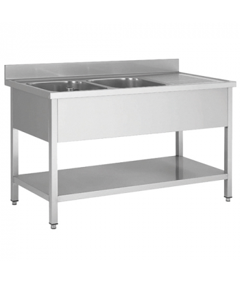 WASHING UNIT - 2 BINS + RIGHT DRAINER - 1800 x 600
