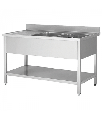 WASHING UNIT - 2 BINS + LEFT DRAINER - 1800 x 600