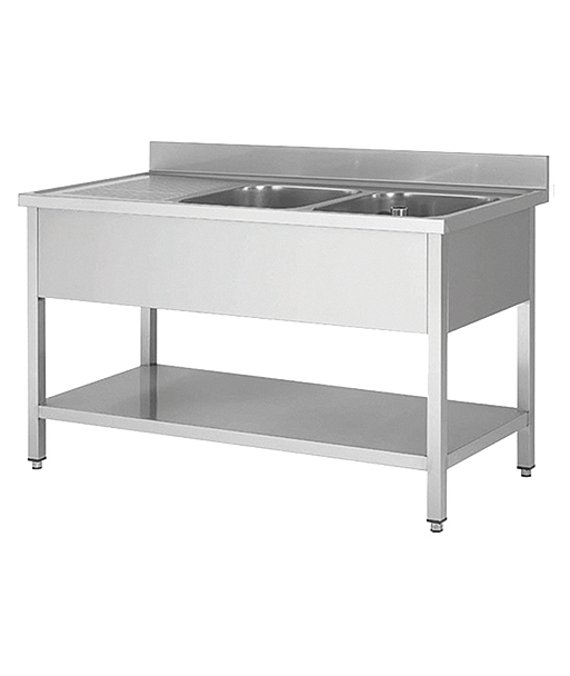 PLONGE - 2 BACS + ÉGOUTTOIR À GAUCHE - 1800 x 600 PLONGE - 2 BACS + ÉGOUTTOIR À GAUCHE - 1800 x 600