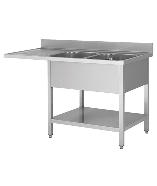 PLONGE AVEC PASSAGE LAVE VAISSELLE - 2 BACS + ÉGOUTTOIR À GAUCHE - 1800 x 600 PLONGE AVEC PASSAGE LAVE VAISSELLE - 2 BACS + ÉGOUTTOIR À GAUCHE - 1800 x 600